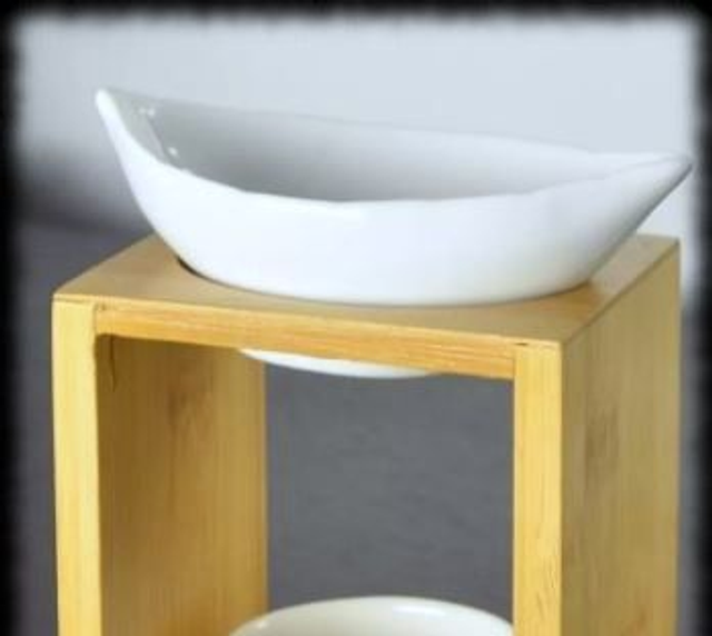 Feuillage - Brûleur en bambou et céramique en forme de feuille - pour fondants et huiles parfumées 