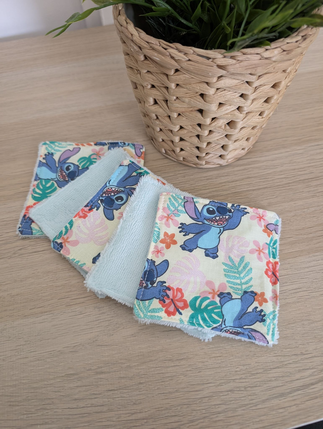 Lot de 5 coton lavables "Stitch" 