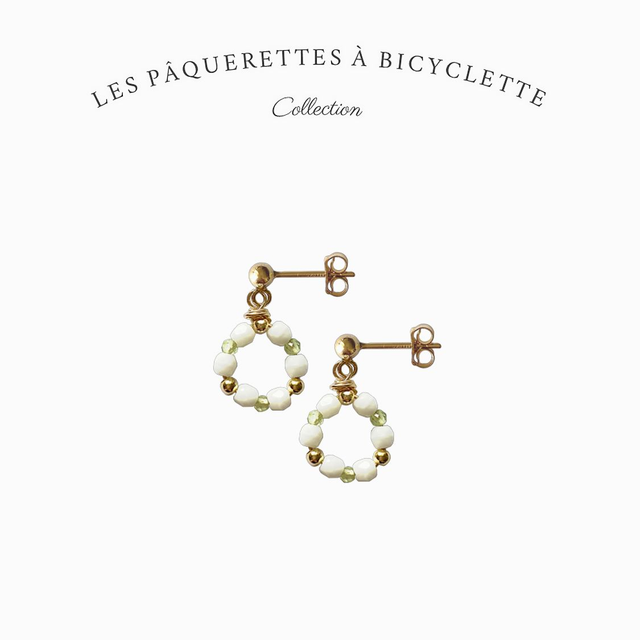 Boucles d’oreilles en gold filled – Les pâquerettes à bicyclette