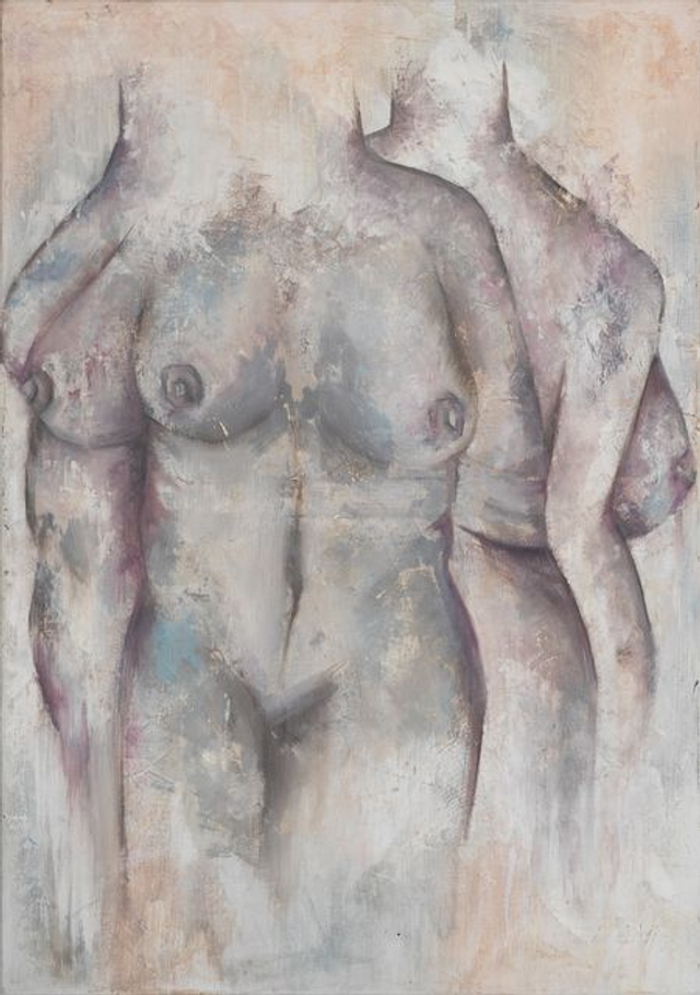 Trio of Bodies - print of a mixed media artwork by Henrietta Whitman