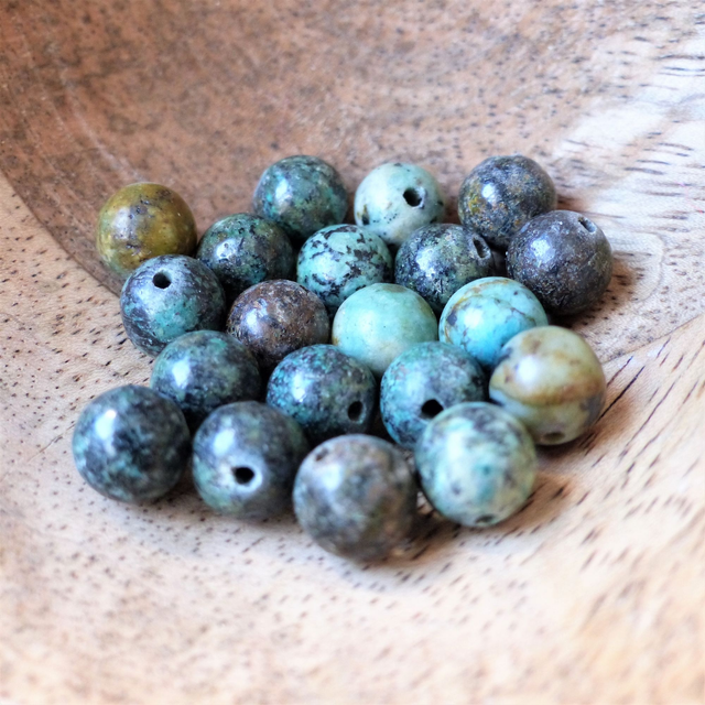 Turquoise Africaine Perles Rondes Polies - A l&#039;unité