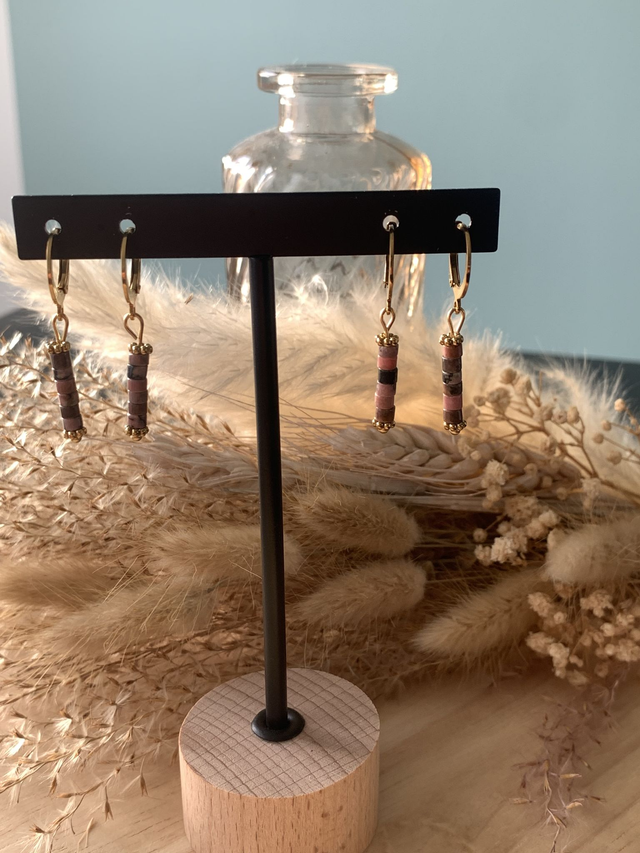 Boucles d'oreilles Rosamaria Marbre brun/rose