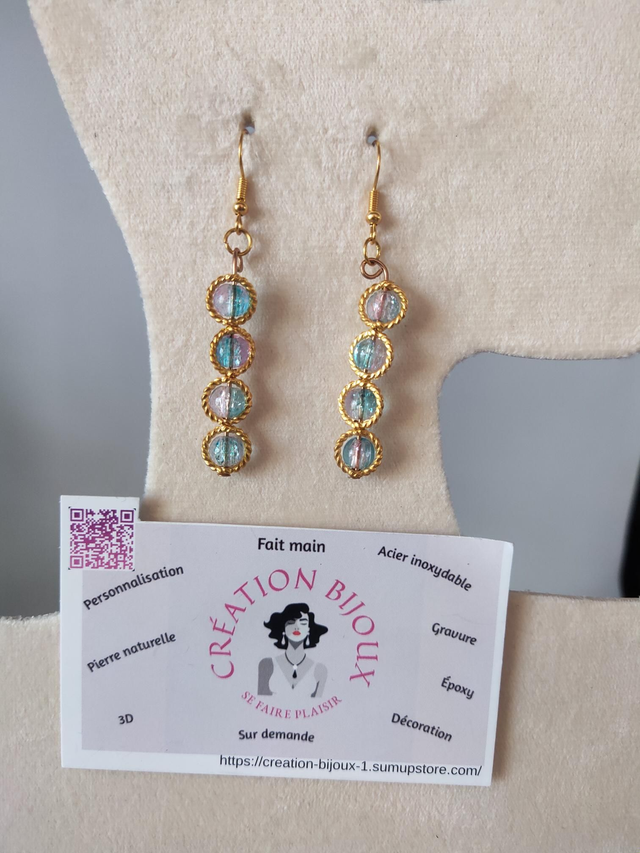 Boucle d'oreille pendante en perle   