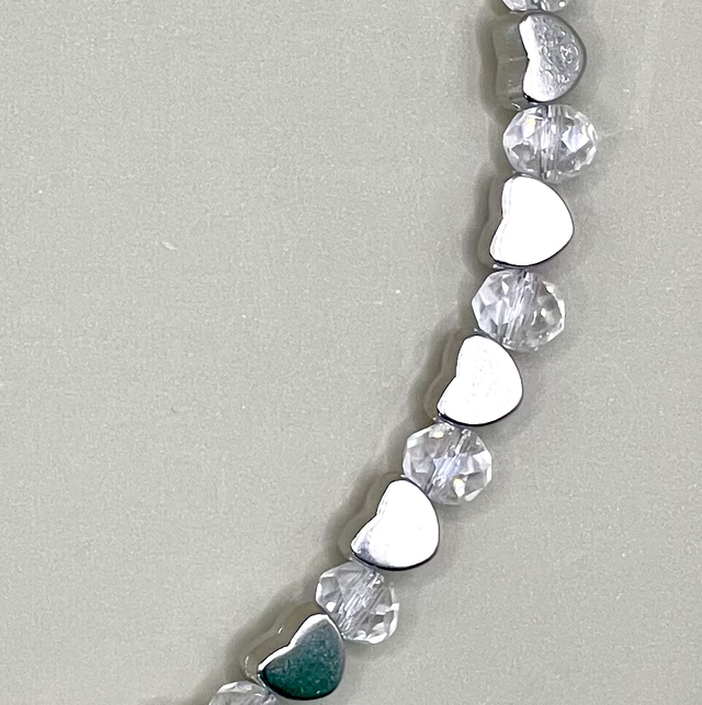 C48 - Collier perles verre pendentif acier inoxydable