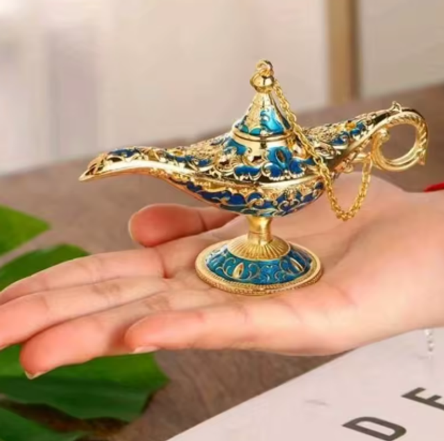 Prachtige vintage metalen Aladdin lamp (Aziatische stijl)