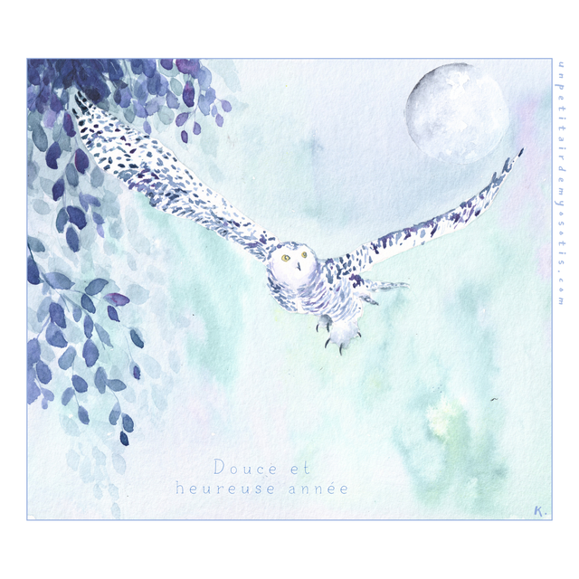 Carte de vœux - harfang des neiges