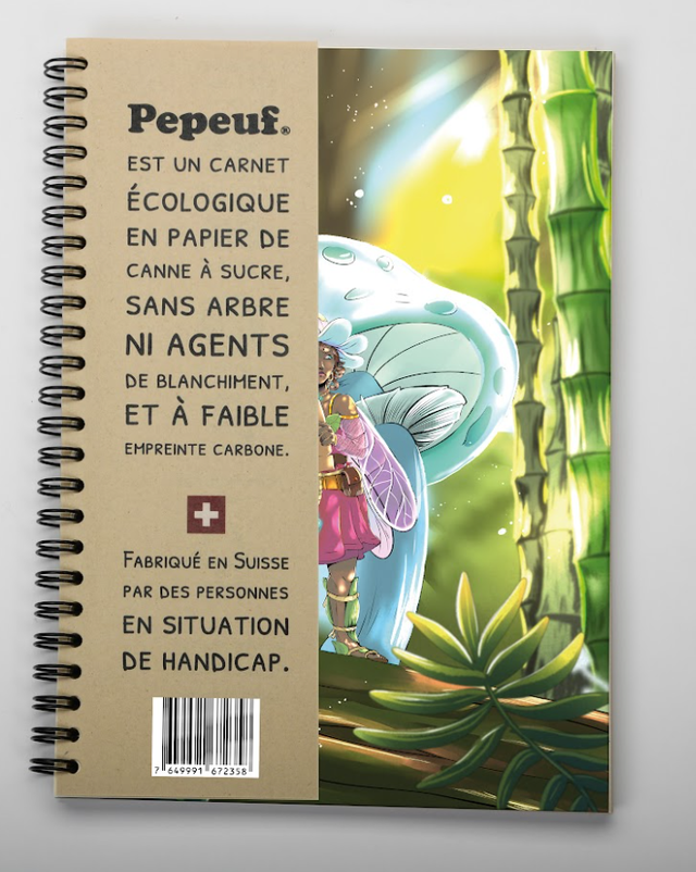 Carnet A5 de la marque Pepeuf portant une illustration faite par Wave of dream