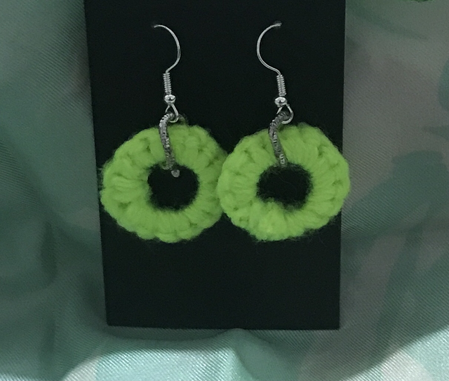 Lime Green Plain Crochet Dangling Earrings - PCOD06