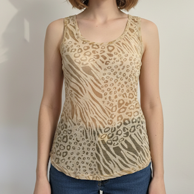 Débardeur Long en Voile Transparent Imprimé Animalier - Style Léopard & Zèbre