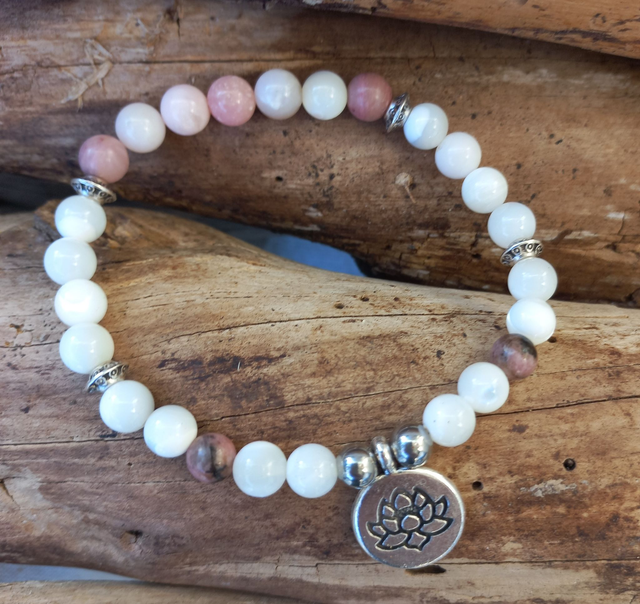 Bracelet en Nacre, Opale et Rhodocrosite
