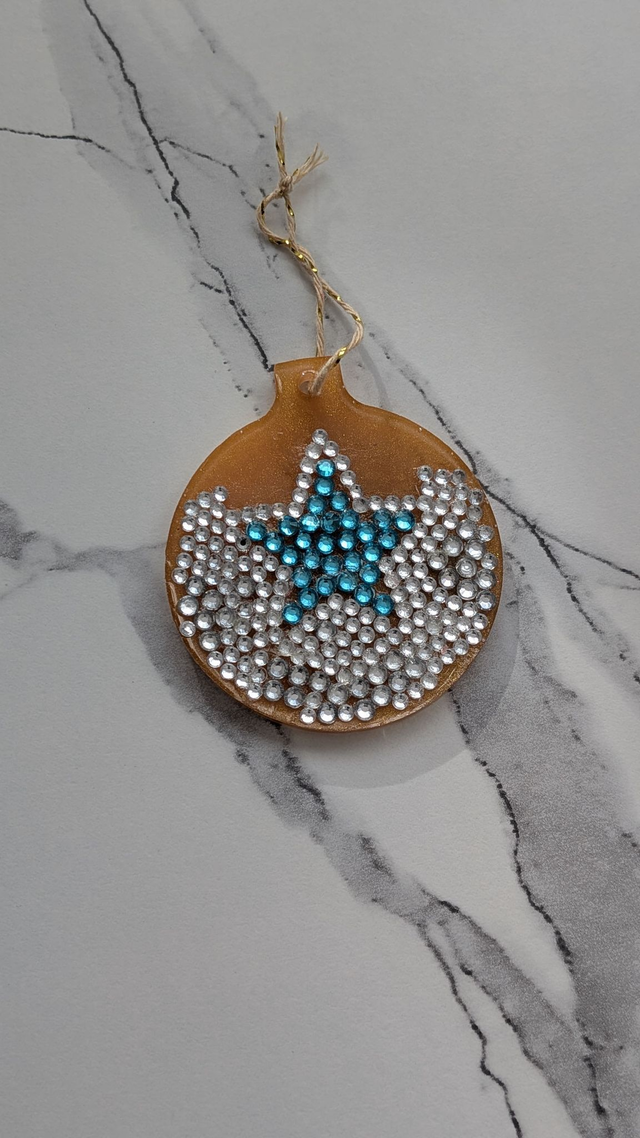 5 Suspensions de Noël en résine époxy personnalisables | couleurs or avec diamond painting