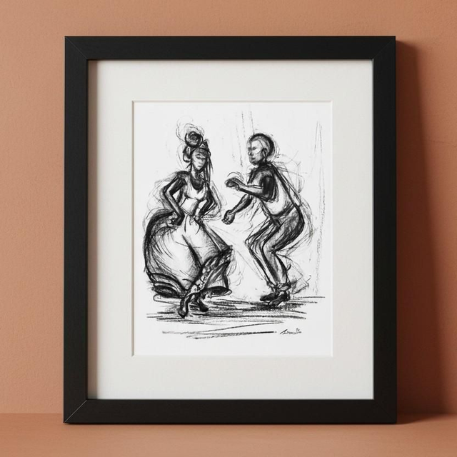 Fusain - danseurs de bèlè #1 - Martinique 