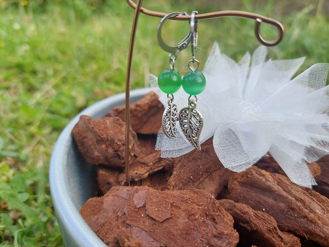 Boucle d'oreille pendante Pierre &amp; Perle