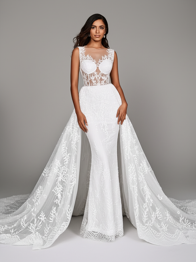Robe de mariée haute couture en dentelle tarif sur demande.