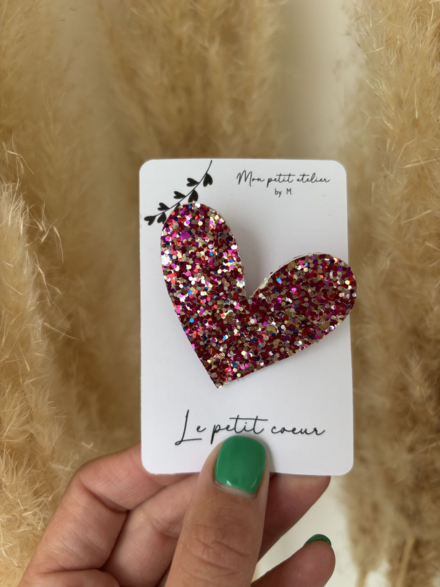 Broche - Coeur multicolore pailleté