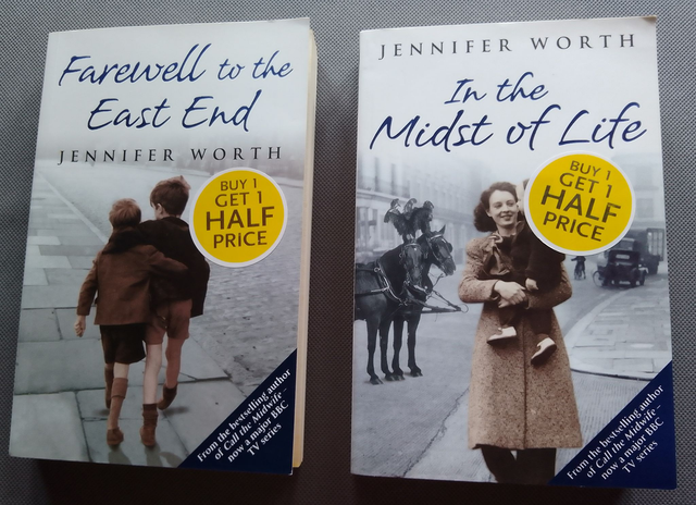 FAREWELL TO THE EAST END and IN THE MIDST OF LIFE paperbacks by Jennifer Worth