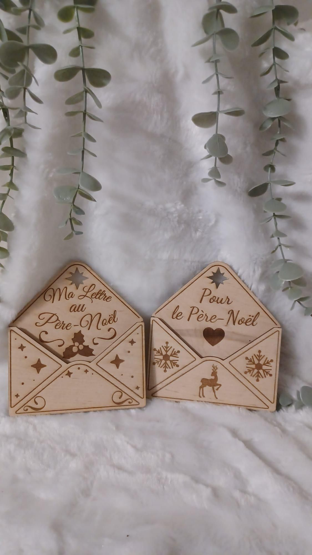 ✨ Enveloppe en bois pour lettre au Père Noël – Personnalisable 🎅