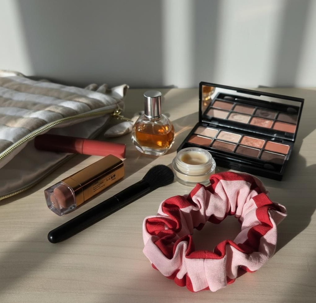 Chouchou rayures rose et rouge