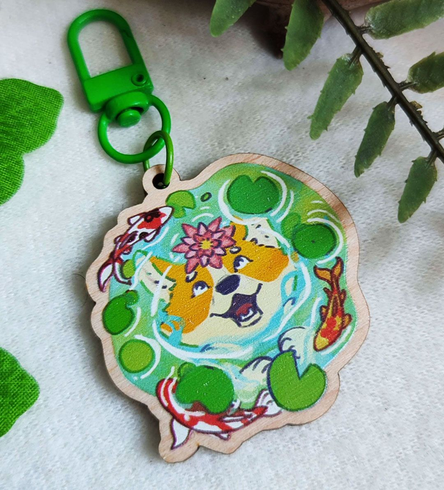 Porte-clés Corgi Nénuphars 