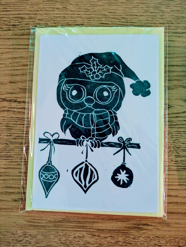 Cute Lino Printed Xmas Cards