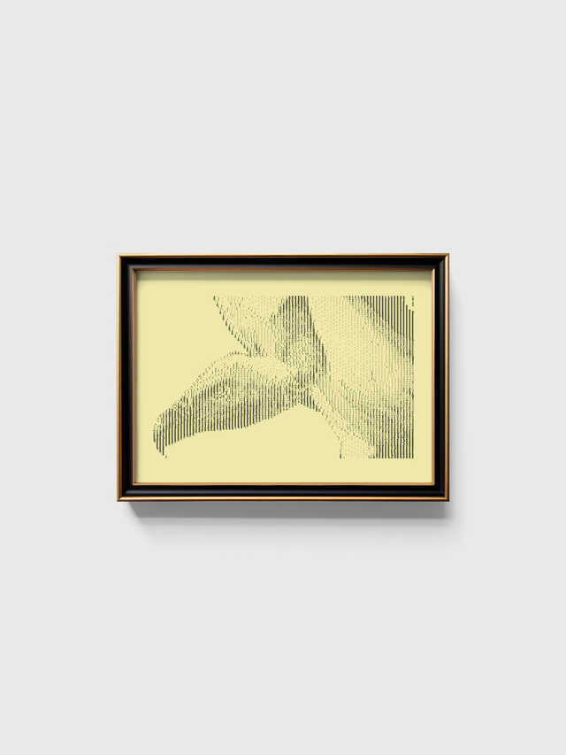 A3 Schreibmaschinenbild Geier in Schwarz auf Elfenbein