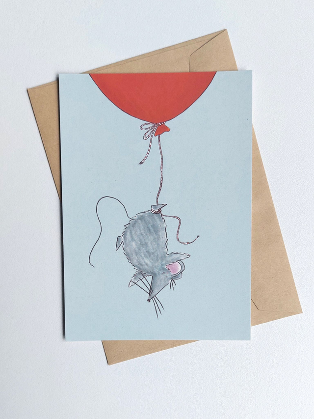 kaart muis met ballon