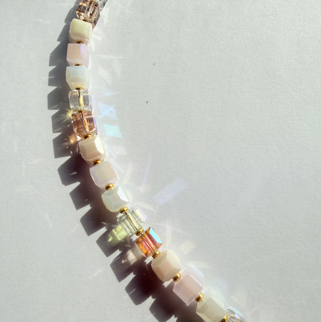CELINE - Blush & Iridescent Beaded Toggle Necklace