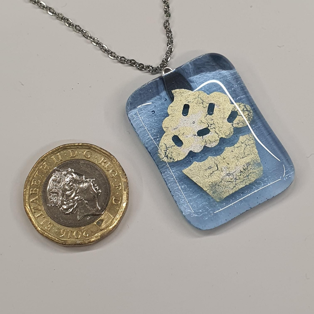Light blue cupcake pendant NEW