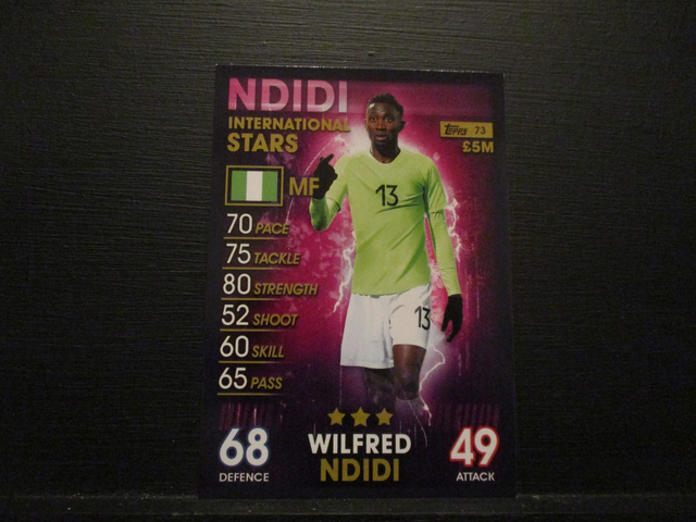 Wilfred Ndidi - International Stars Match Attax 101 Original Trading Card