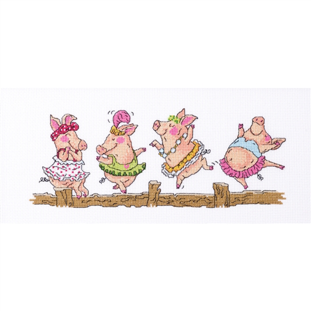 Permin Dancing Pigs Counted Cross Stitch Kit