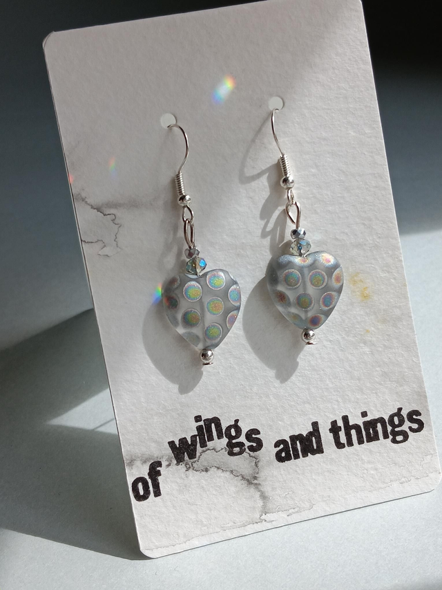 Glass heart earrings 