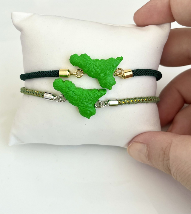 Bracciale Sicilia unisex con Maioliche in rilievo - Verde