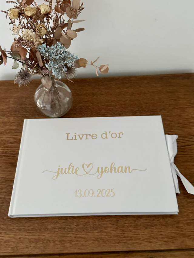 Livre d&#039;or MARIAGE - BLANC avec noeud