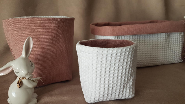 Trio de paniers nid d'abeilles blanc (2 modèles au choix)