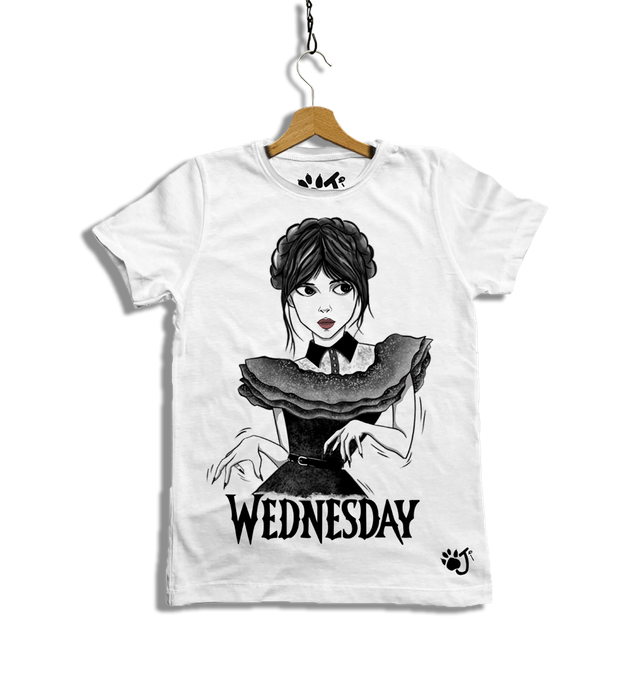 mercoledi , t-shirt manica Corta  bianca  WEDNESDAY OJI (2)