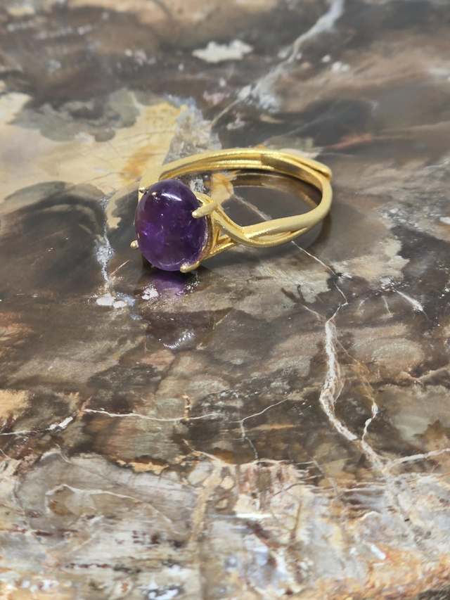 Bague Argent 925 doré mat et Améthyste