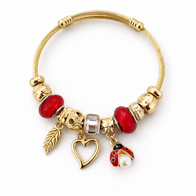 Pulsera acero dorado red charm 