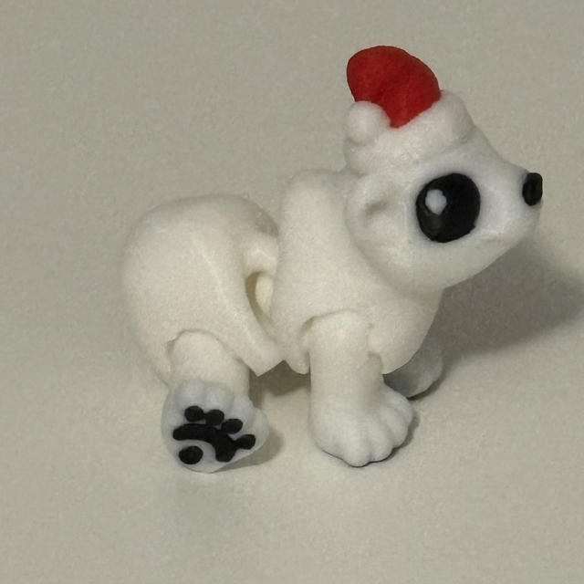 3D Printed Polar Bear With Christmas Hat