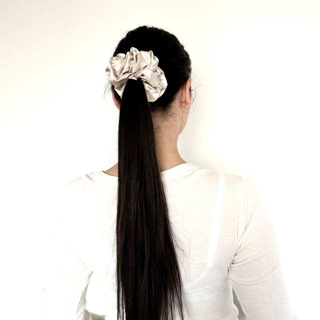 Chouchou en soie - Taille classique - Champagne