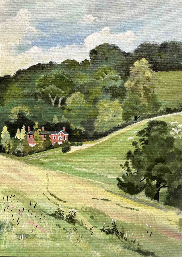 Flat Top House, Bishop Wilton. Original oil on canvas board, 10x14 inch.