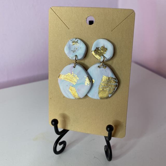 Marble And Gold Effect Earrings