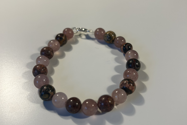Circular: Strawberry quartz and rhodinite Bracelet
