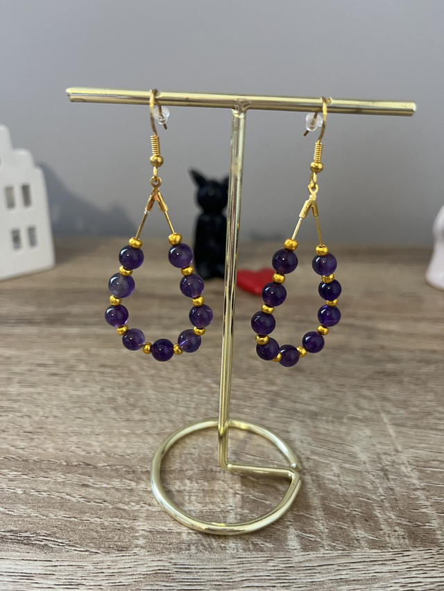Boucles d’oreilles pierre améthyste