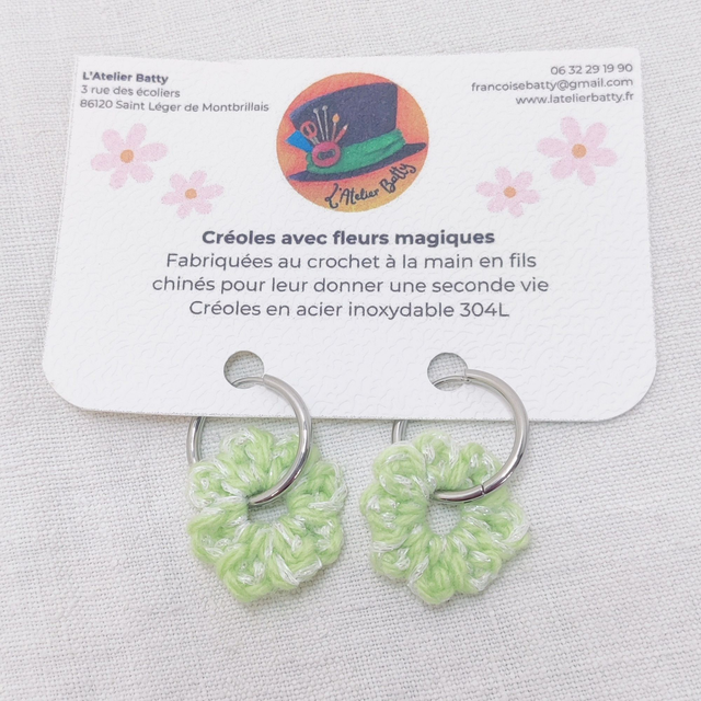 Créoles argentées Pampillettes Vertes noisette