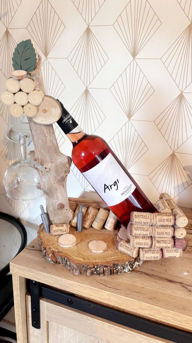 Support bois flotté, porte verres et bouteilles