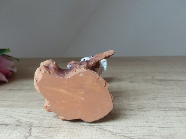 Figurine vintage en résine – La chouette et son petit dans le nid, sculpture peinte à la main