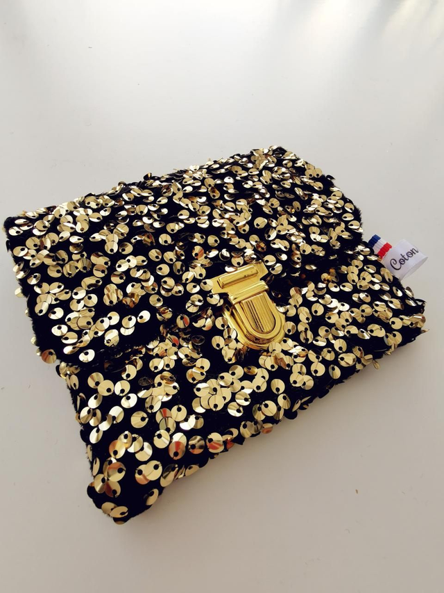 Portefeuille JIMMY sequin or/léopard 