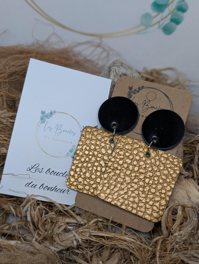 Boucles d'oreilles Perrine doré noir p018