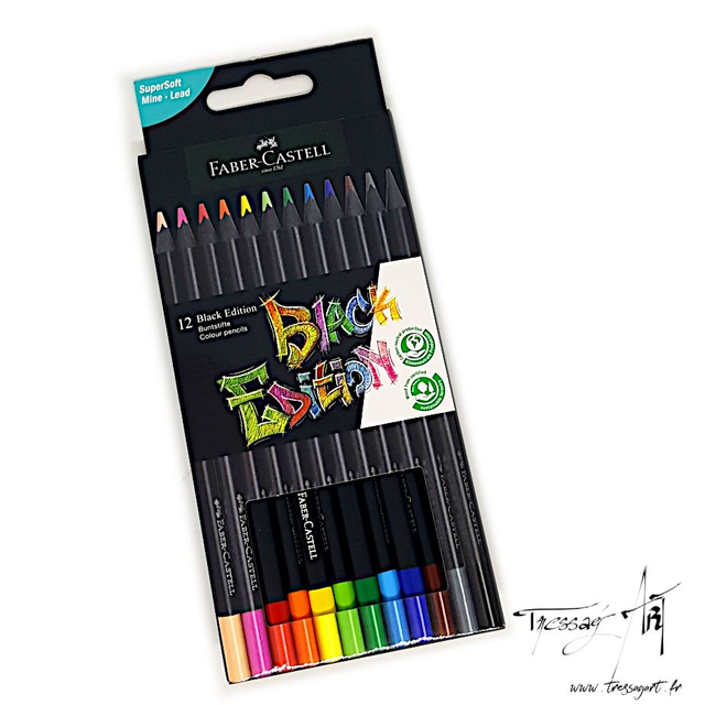 FABER CASTELL - 12 CRAYONS DE COULEURS BLACK EDITION - FB008