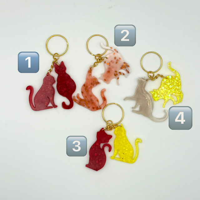 Chat double sur porte-clés 